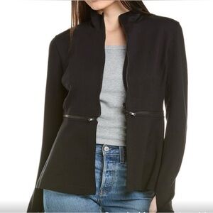Cabi Relax Convertible Stretch Ponte Knit Long Black Zip Jacket 5655 large